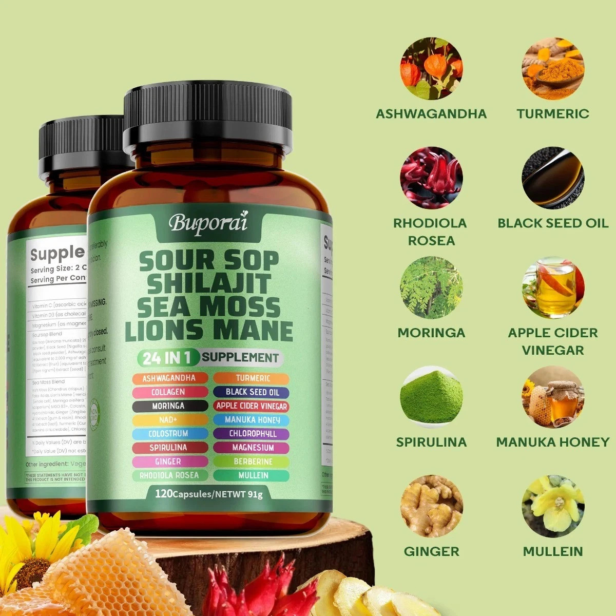Soursop 120 Capsules – 24-in-1 for Skin, Joint & Bone Health