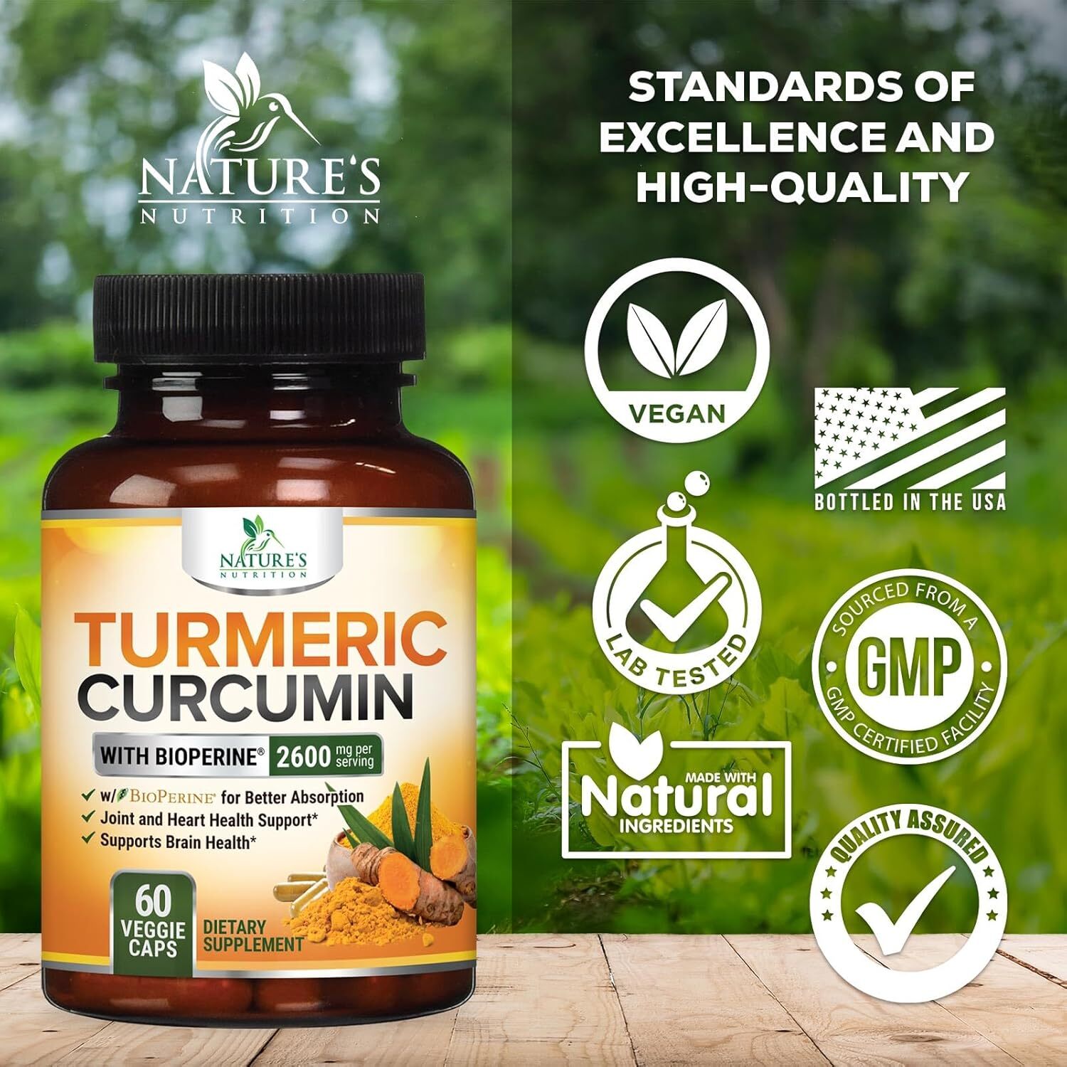 Turmeric Curcumin with Bioperine 2600mg High Absorption Triple Strength Capsules