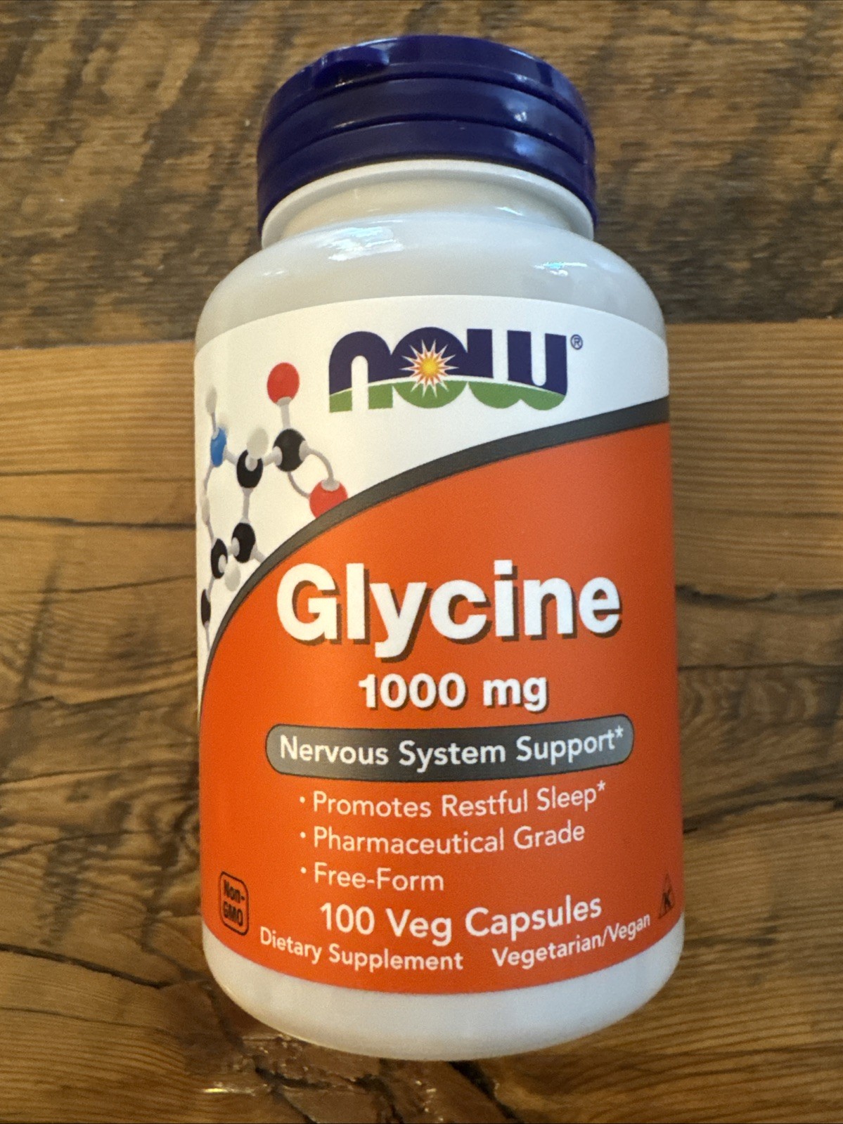 Glycine 1000 mg 100 Caps By Now Foods Exp 12/2029