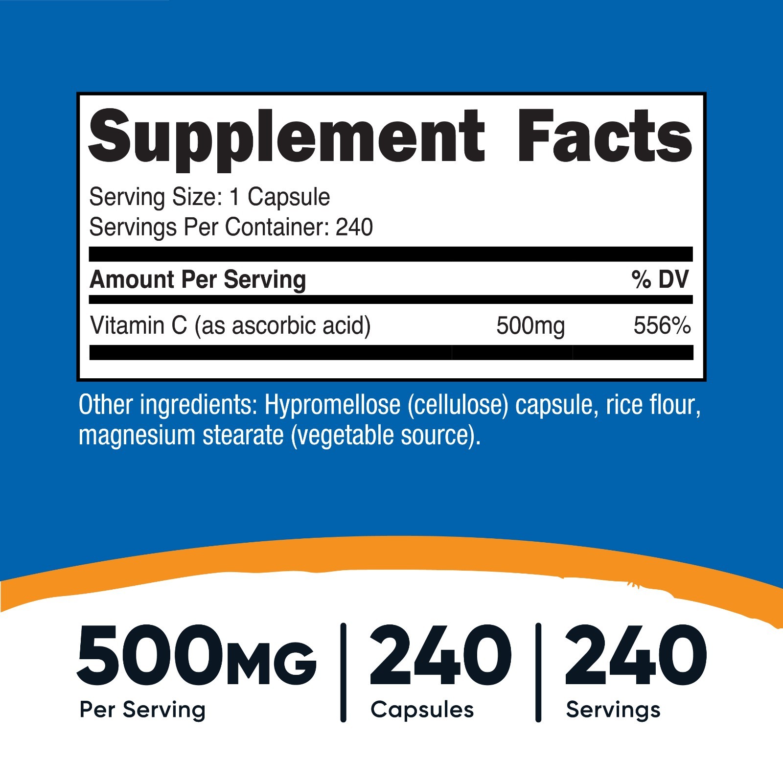 Nutricost Vitamin C 500mg, 240 Capsules, Vegetarian, Gluten Free & Non-GMO