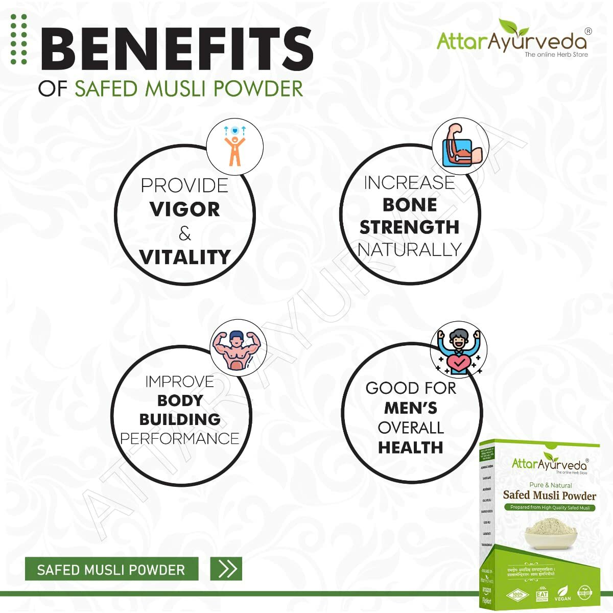 Attar Ayurveda Safed Musli Powder 100gm.