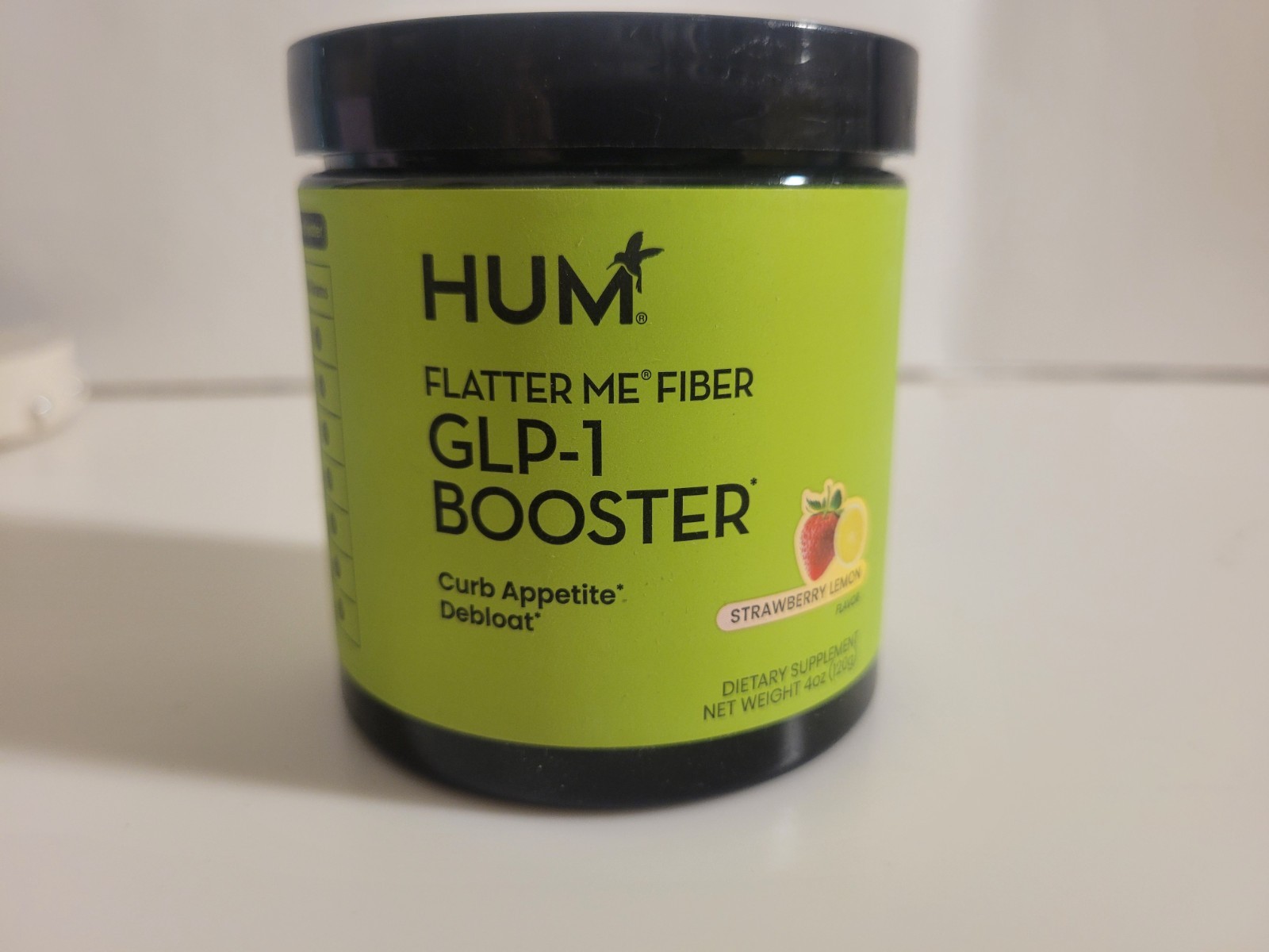 HUM Flatter Me Fiber, Dietary Supplement Prebiotics Strawberry Lemon 4oz.