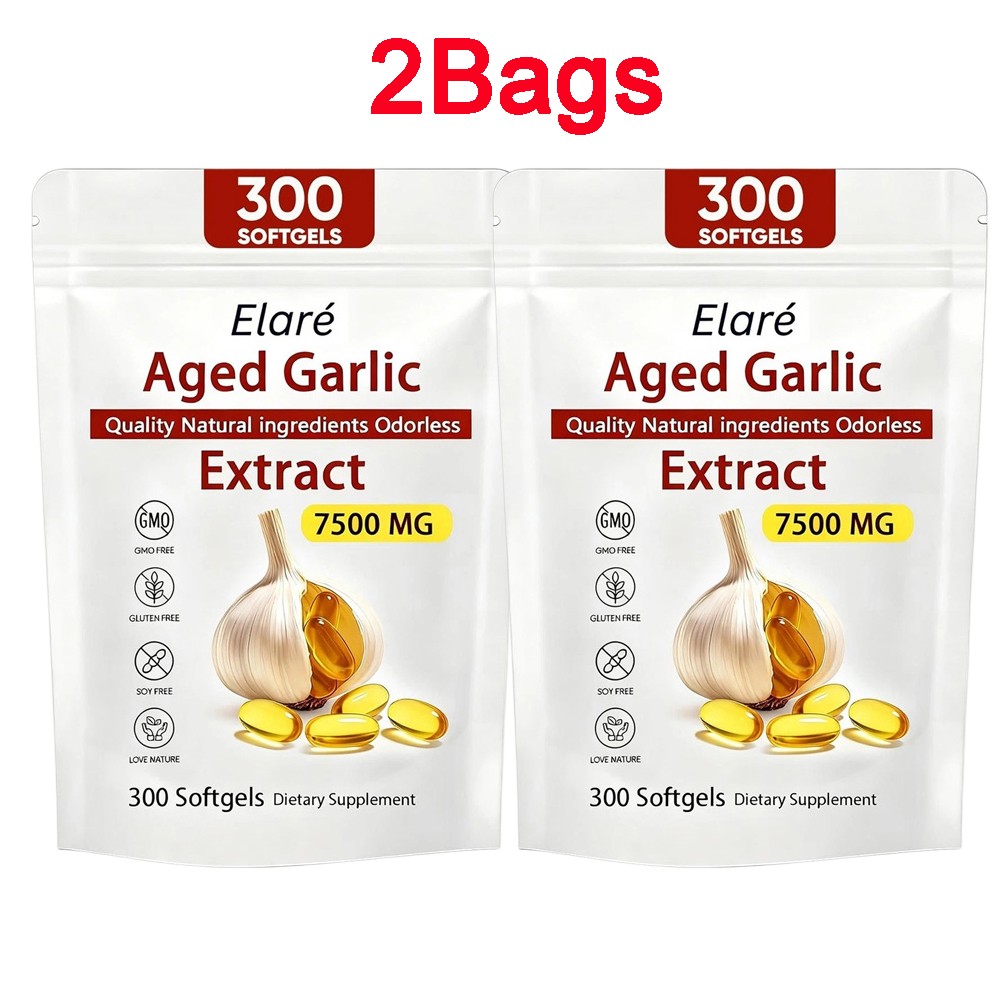 Elare 2bag Aged Garlic Extract, 300 Softgels,7500mg Odorless | Heart & Immune US