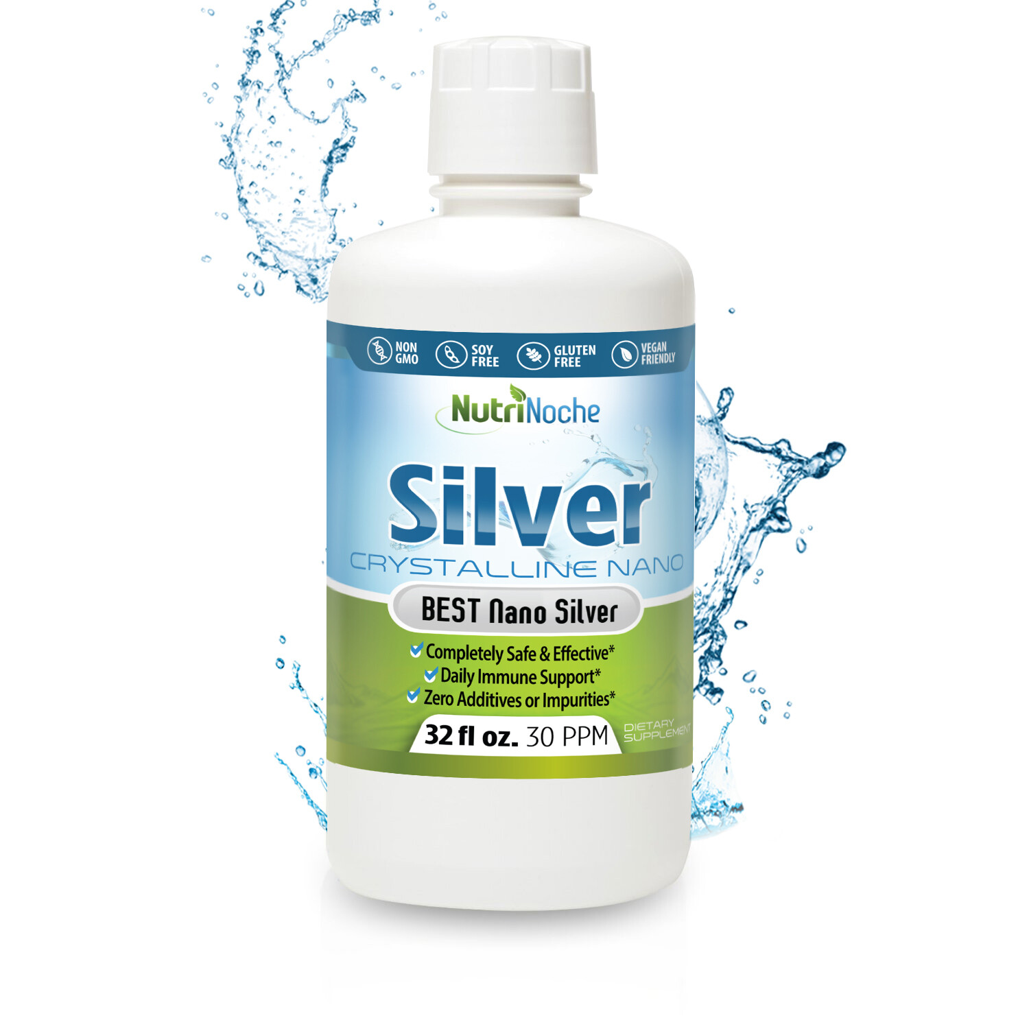 NutriNoche Colloidal Silver Mineral Supplement – The BEST Silver – 30 PPM 32 oz