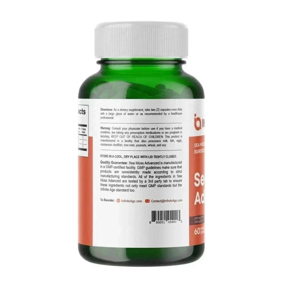 INFINITE AGE 1250mg Sea Moss Advanced Superfood, High-Potency, Vegan – 60 Count
