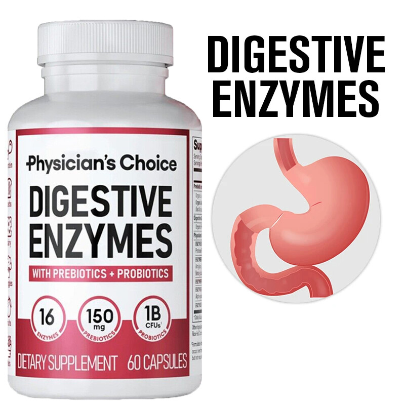 Physician’s CHOICE Digestive Enzymes – Multi Enzymes, Organic Prebiotics – 60 CT