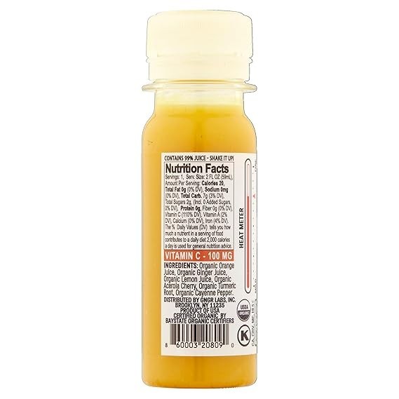 GNGR x Vitamin C – Cold-Pressed Ginger Shot with Turmeric, 2 fl oz ( Pack of 12)