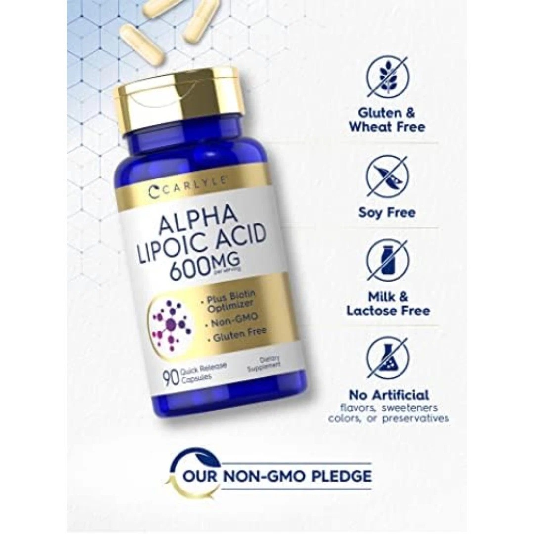 Acido Alfa Lipoico 600 Mg 90 Capsulas Pastillas Alta Calidad Puro Sin Gluten OMG