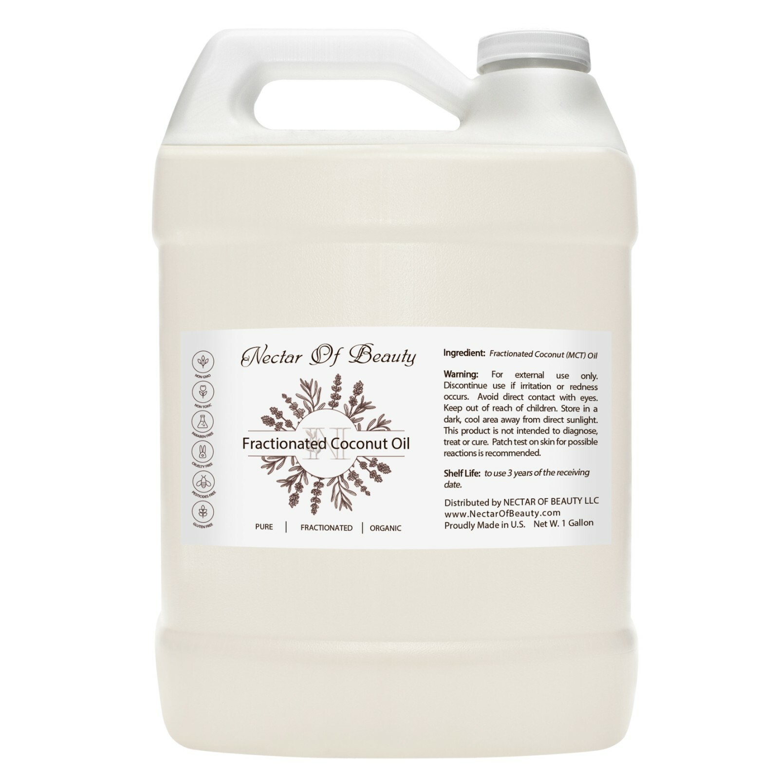 Mct oil organic 100% pure bulk non-gmo 32 oz 1 gallon fractionated coconut uncut