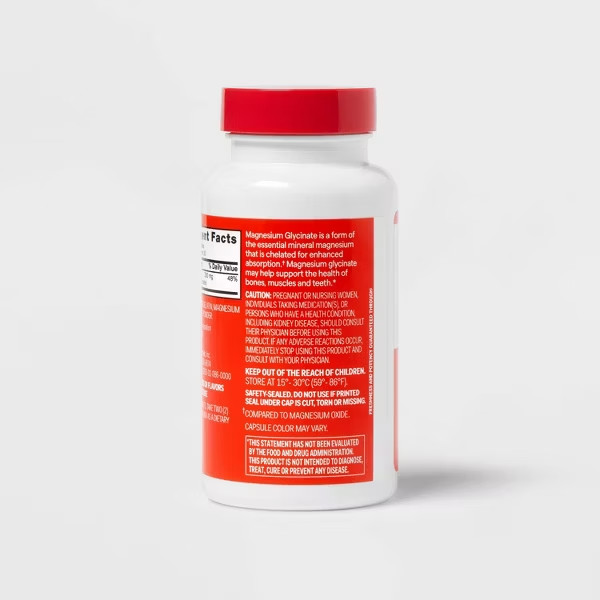 Magnesium Glycinate Dietary Supplements – 200mg Capsule – 60ct – up&up