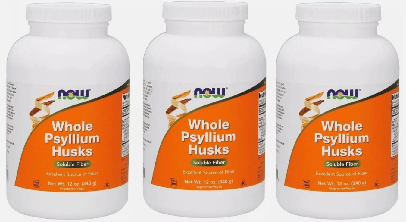 NOW Whole Psyllium Husks USDA Certified Organic Soluble Fiber Non-GMO – 3/12 oz