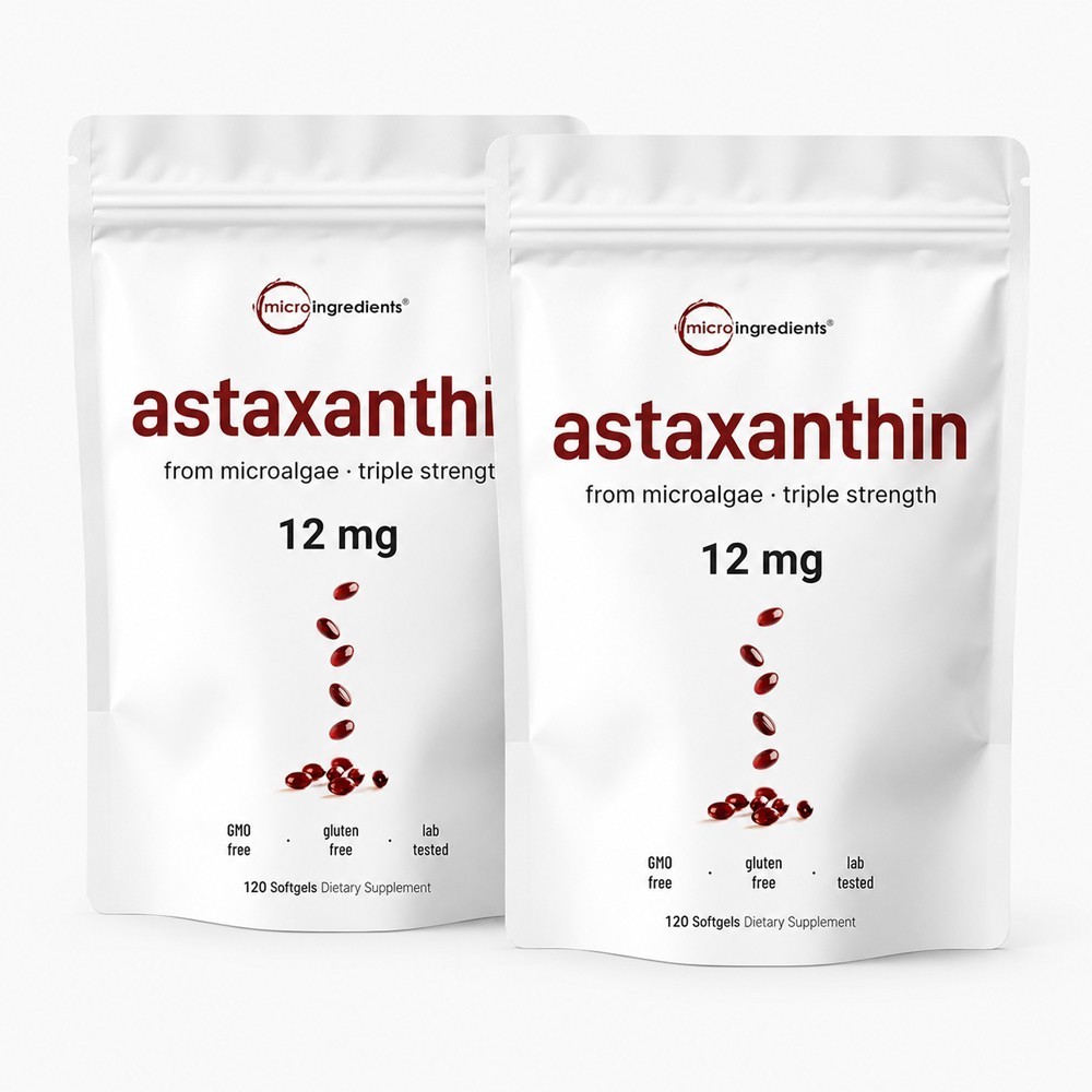 2 Pack Micro Ingredients Astaxanthin 12mg 120 Softgels