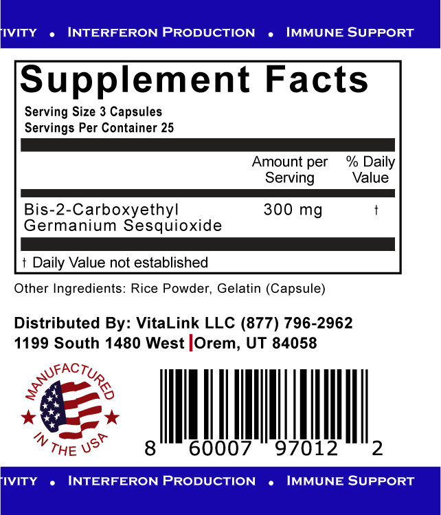 VitaLink Organic Germanium 100 mg X 75 capsules – Potent Immune Support