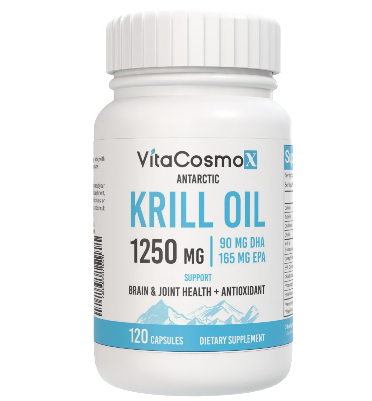 Krill Oil 1250mg, 120 Softgels – Omega-3 EPA-DHA Astaxanthin with Superbakrill