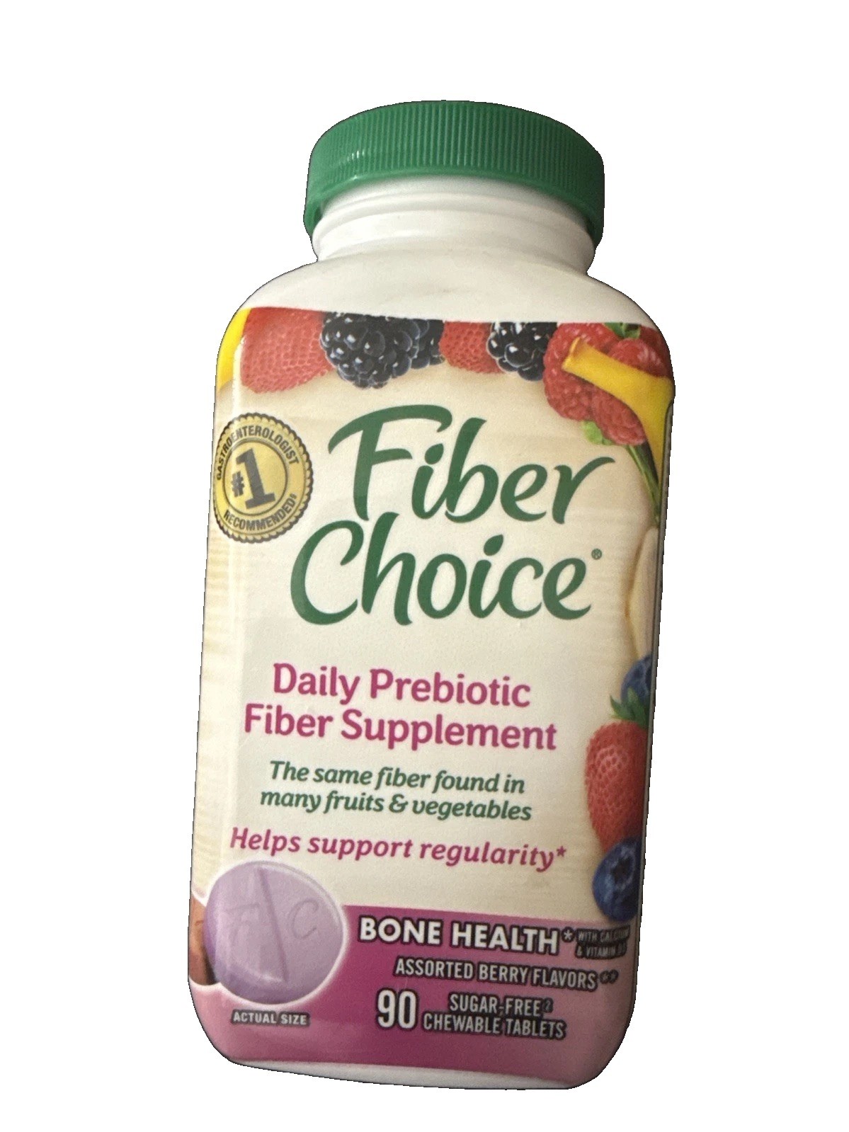 1 Fiber Choice Bone Health Daily Prebiotic Fiber 90 Chewable Berry Tablet