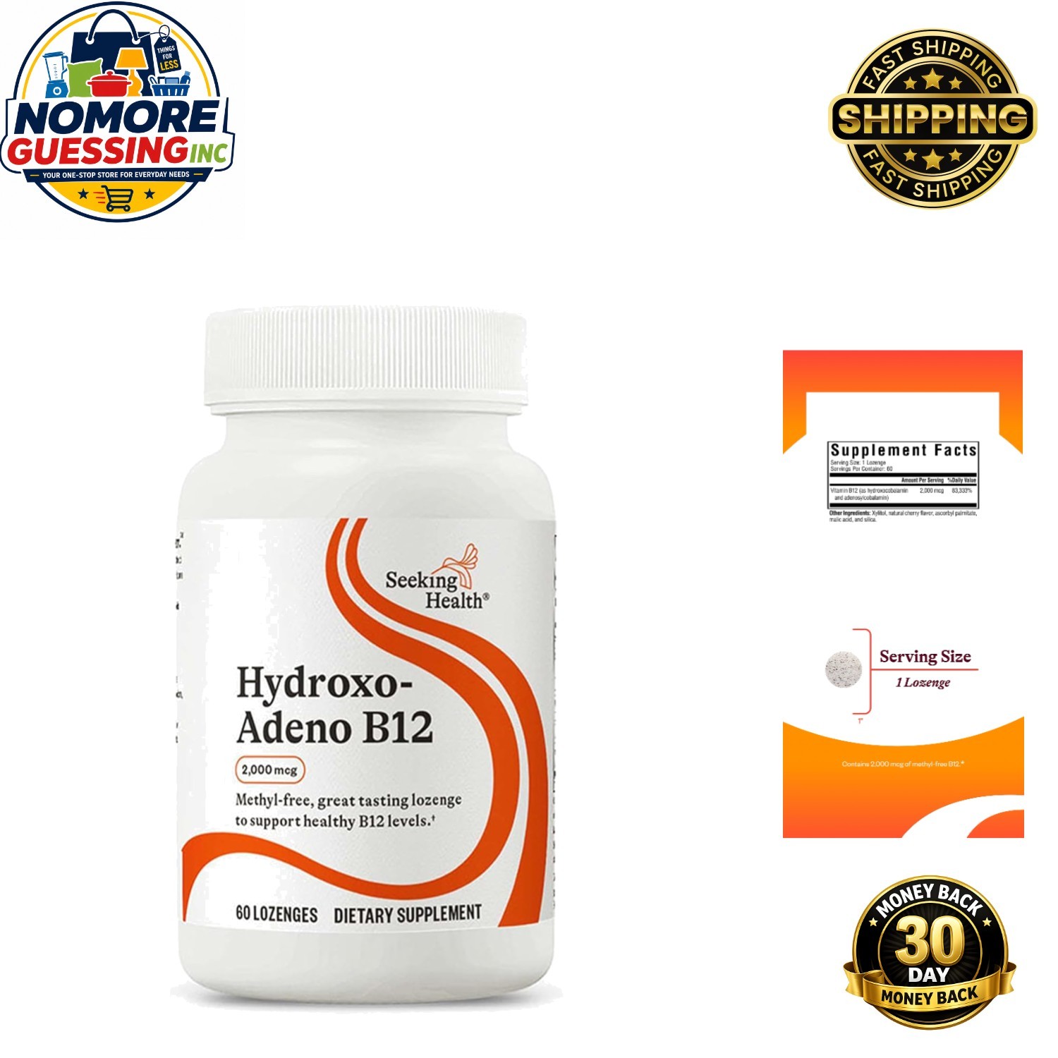 2000 mcg Methyl-Free Hydroxo-Adeno B12 Lozenges – Supports Detox & Brain Health