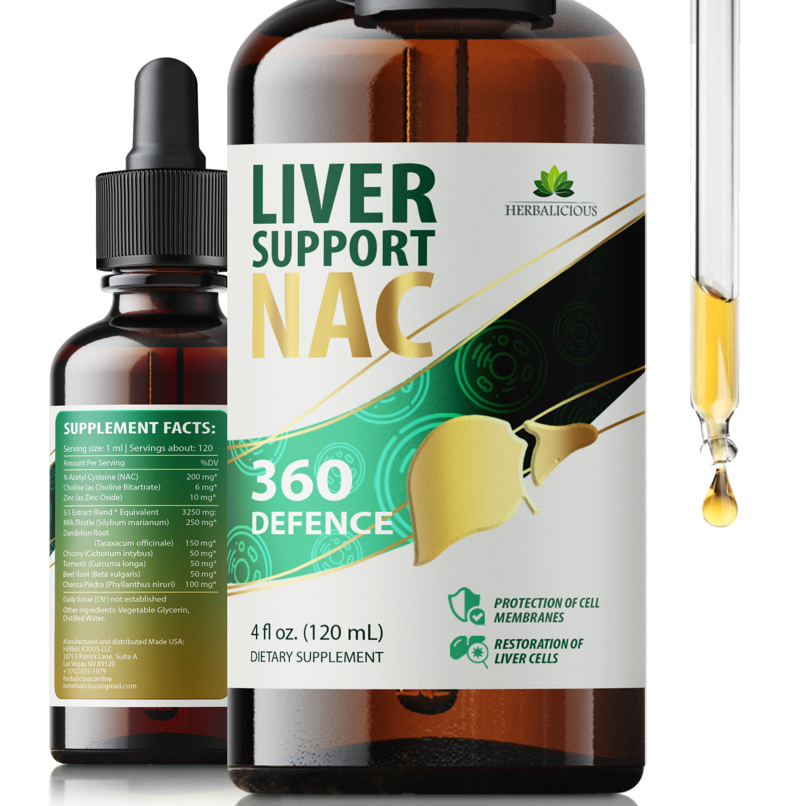 4oz Liver Support NAC Liquid Formula with NAC, Milk Thistle, Dandelion, Turmeric