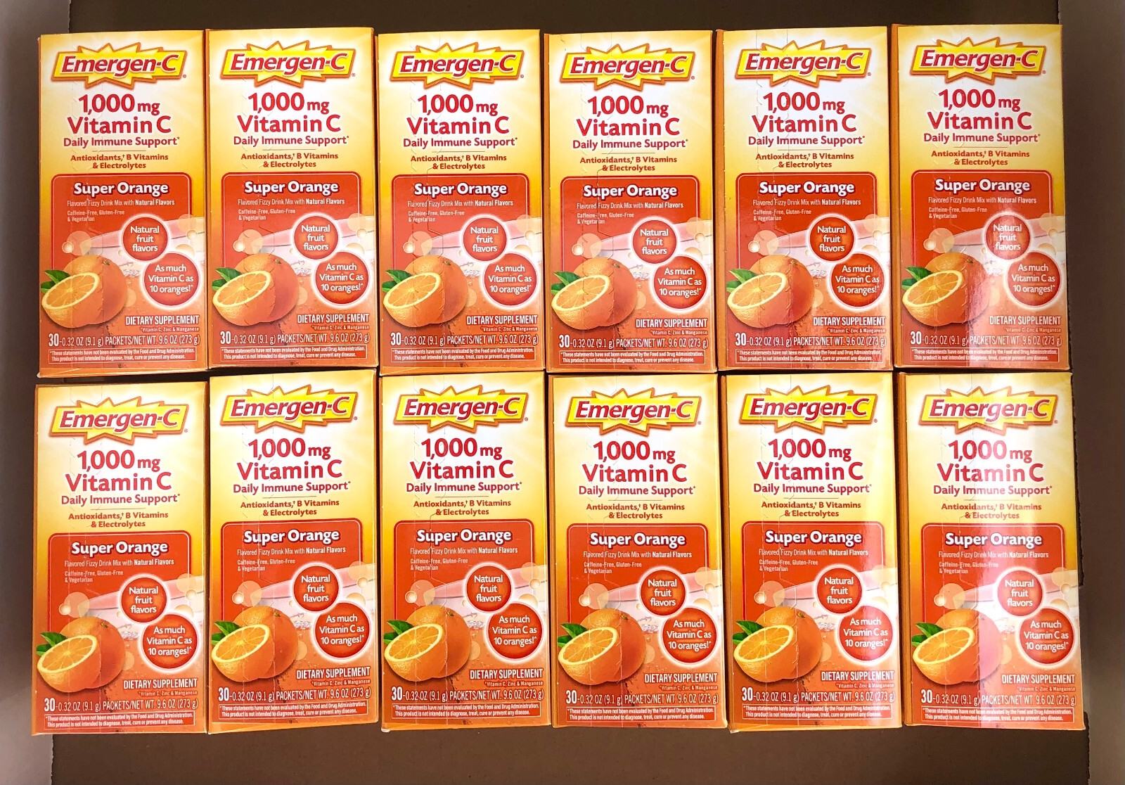 Emergen-C 1000mg Vitamin C 360 PACKETS (12 x 30 Packets), Orange Flavor
