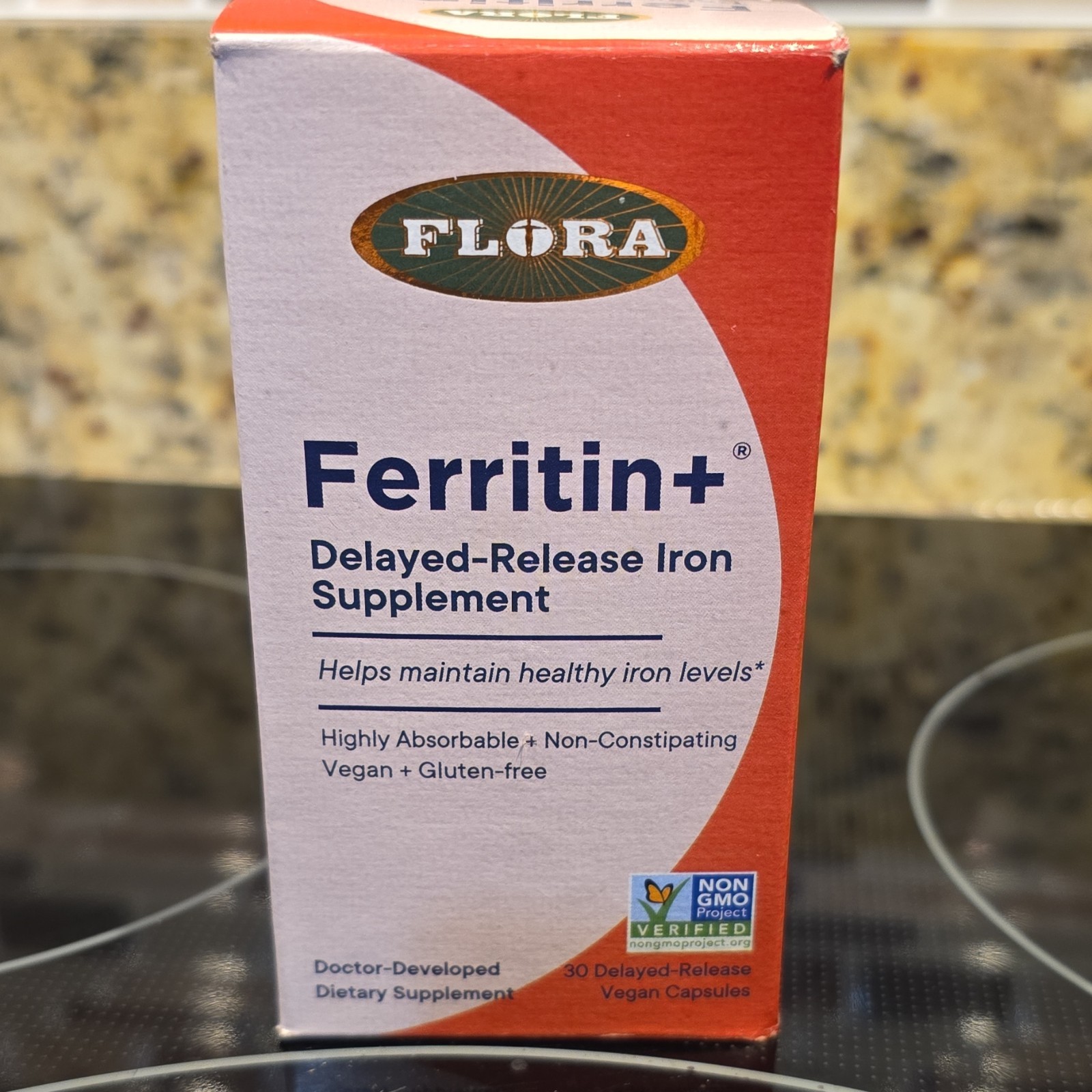 Flora Ferritin+ Delayed-Release Iron 20mg 30 Capsules Vegan Gluten-Free Non-GMO