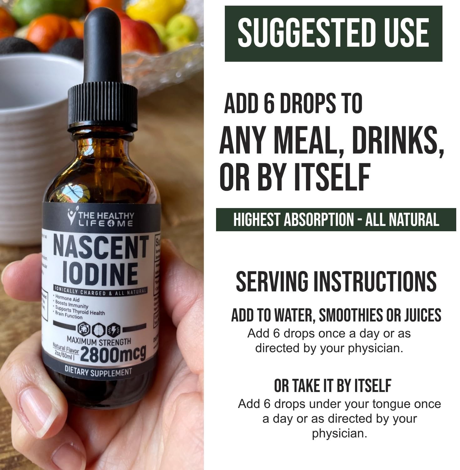 Nascent Iodine Supplement | 2800mcg | Potassium 2 Fl Oz (Pack of 1), Clear
