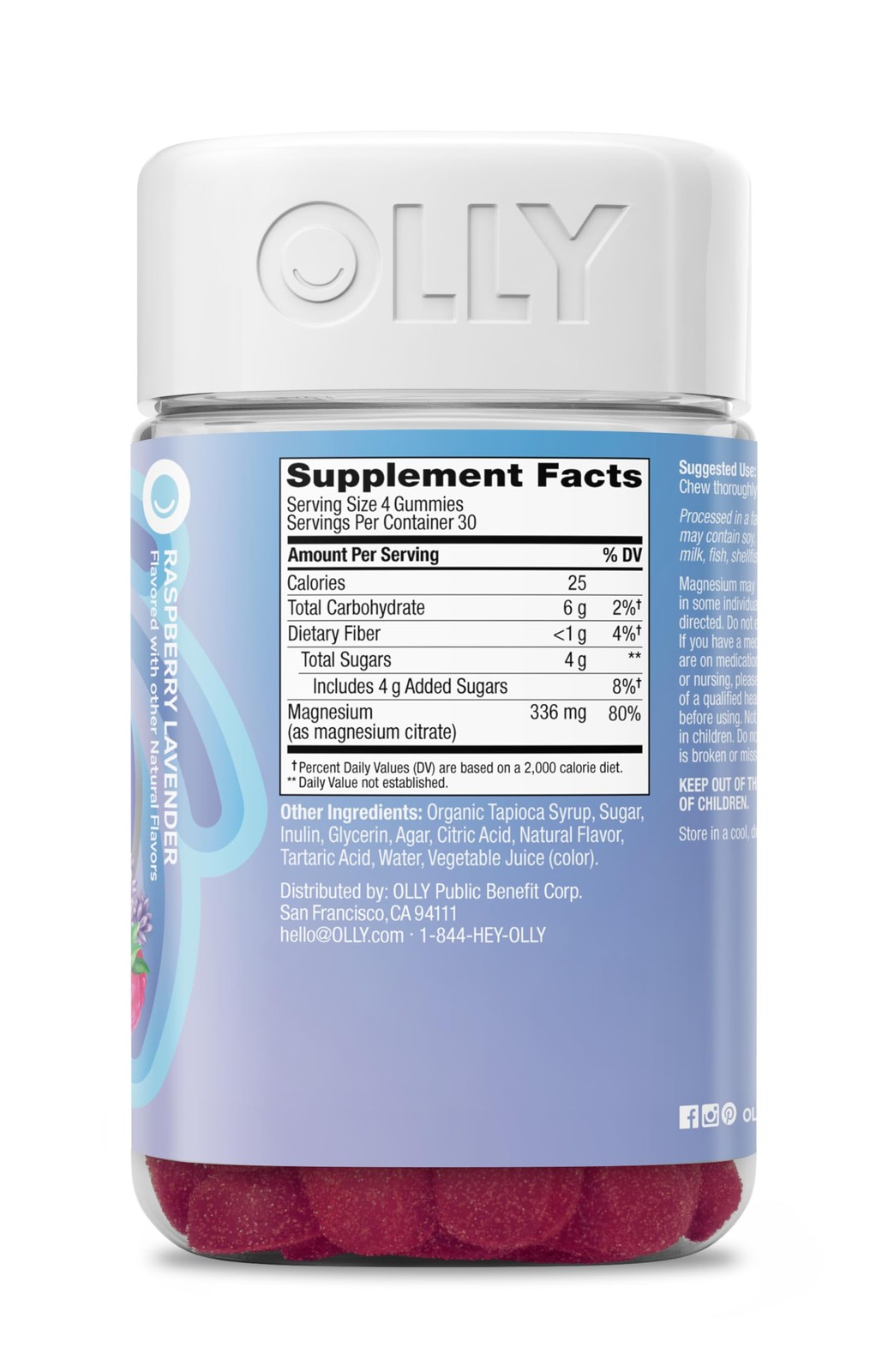 OLLY Relaxing Magnesium Gummies, Supports Muscle 1 Count (Pack of 120)