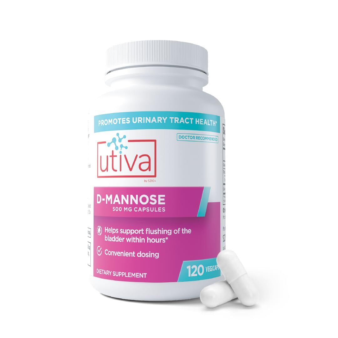 Utiva D Mannose 120 Count Bladder and Urinary Tract Supplement Easy to Swallow
