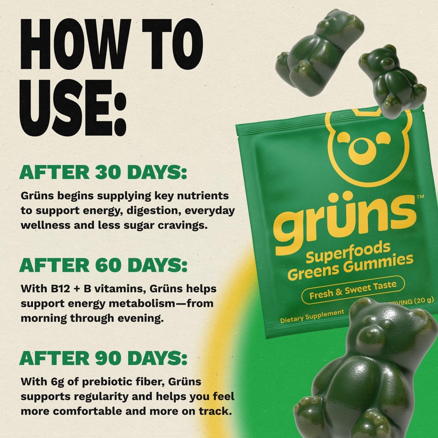 SEALED! Gruns Superfoods Greens Gummies 224ct (28 Packs) Sugar-Free Exp. 12/26