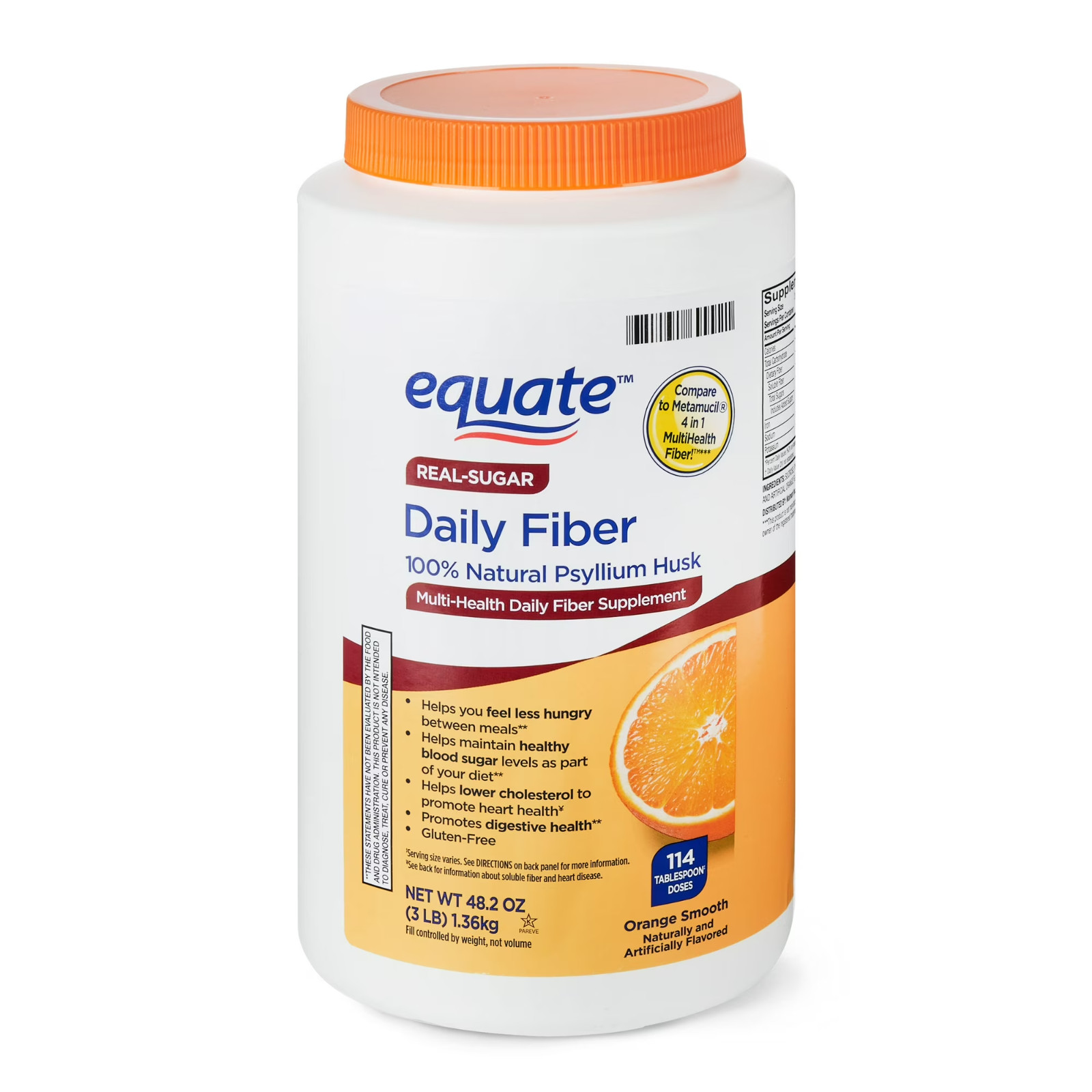 Equate Fiber Supplement Orange Powder 48.2oz, Compare to Metamucil® 4-in-1