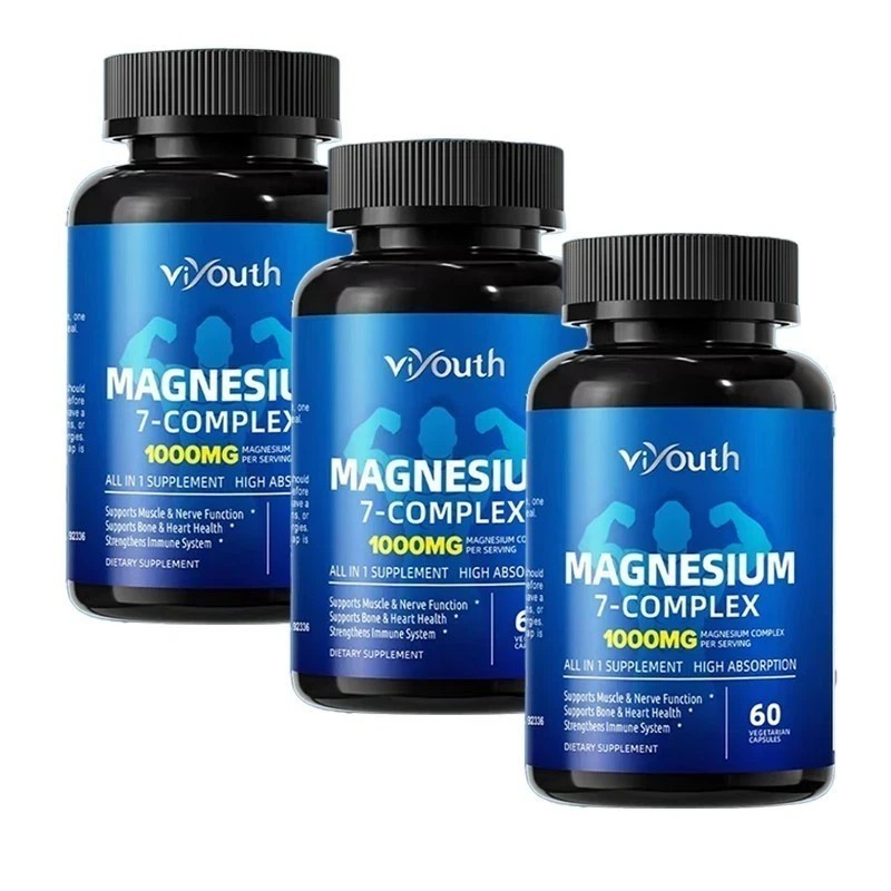 3PCS Viyouth Magnesium 7 Complex Capsules 60 Count Sleep Support Bone Health
