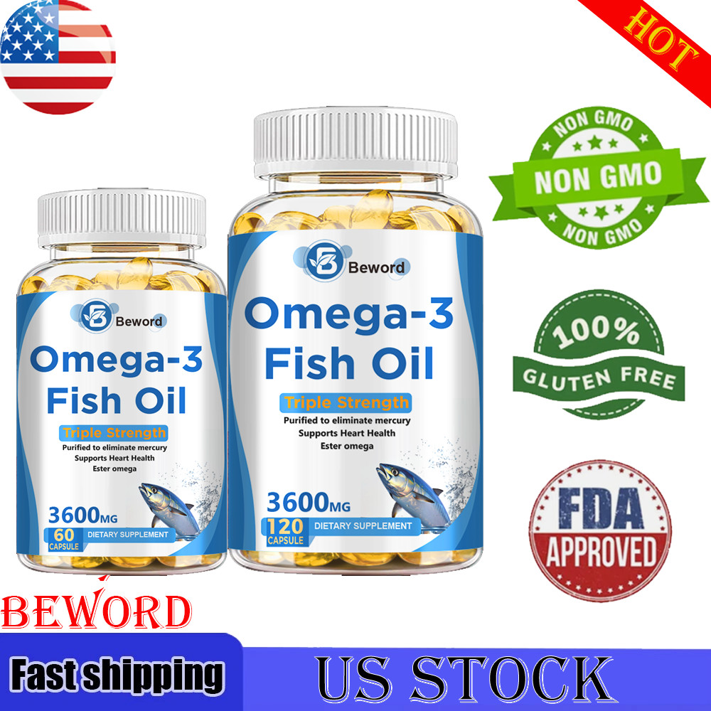 3600mg Omega 3 Fish Oil Capsules 3x Strength EPA & DHA, Highest Potency