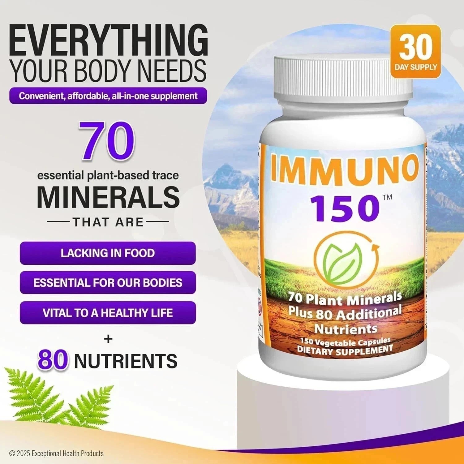NEW Immuno 150, Immune Support Supplement, Packed with 70 Plant Minerals