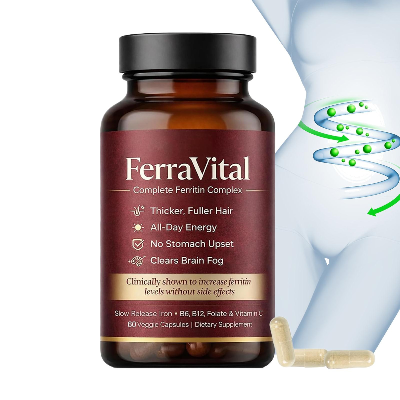 60pcs/Box FerraVital Ferritin Support Iron Supplement for Women Multivitamin US
