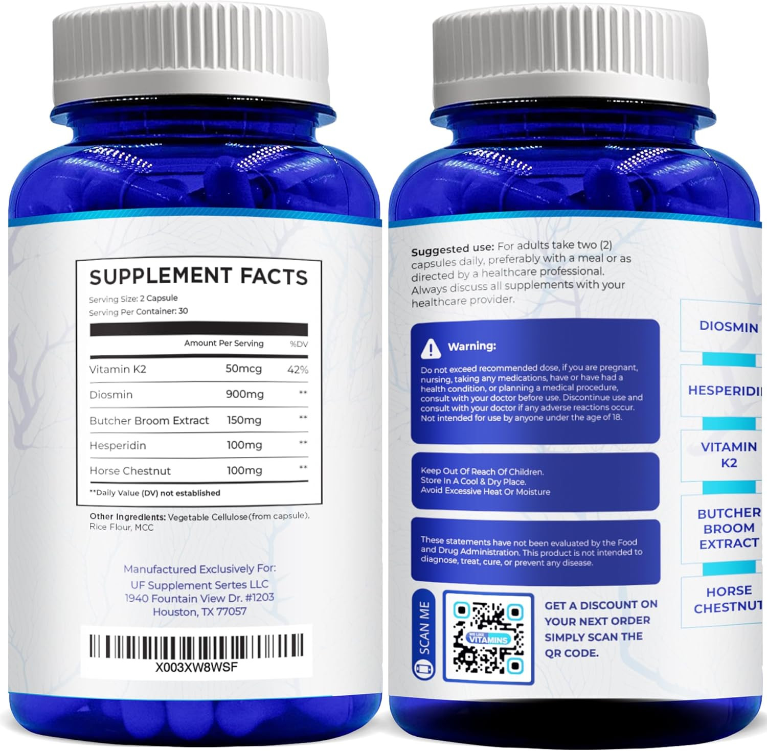 Vein Vitality 1250Mg Diosmin Hesperidin Complex for Varicose Veins Treatment …