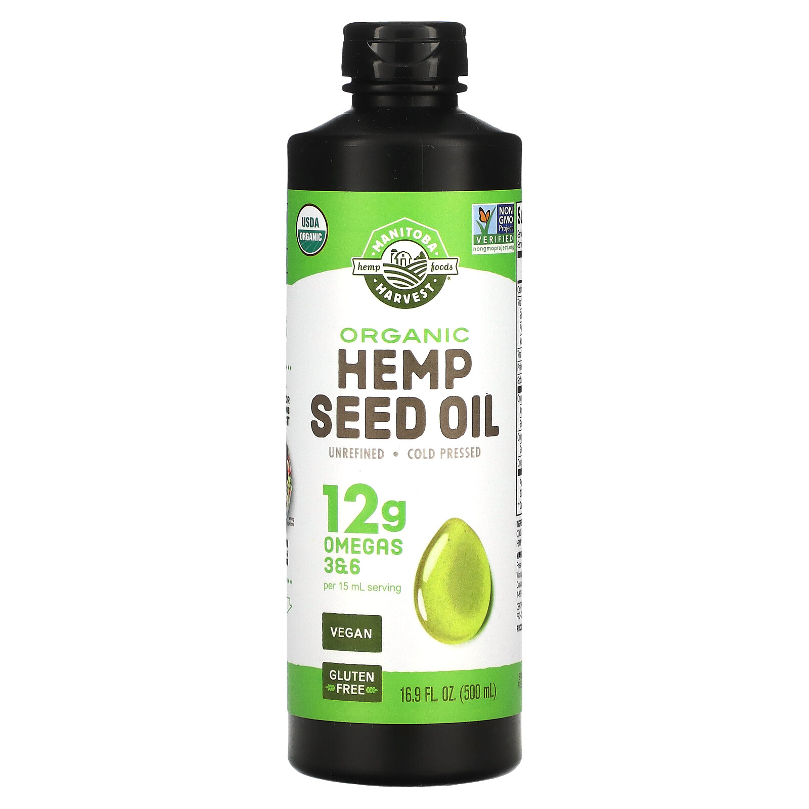 Manitoba Harvest Certified Organic Hemp Oil 16 9 fl oz 500 ml Kosher, Non-GMO,