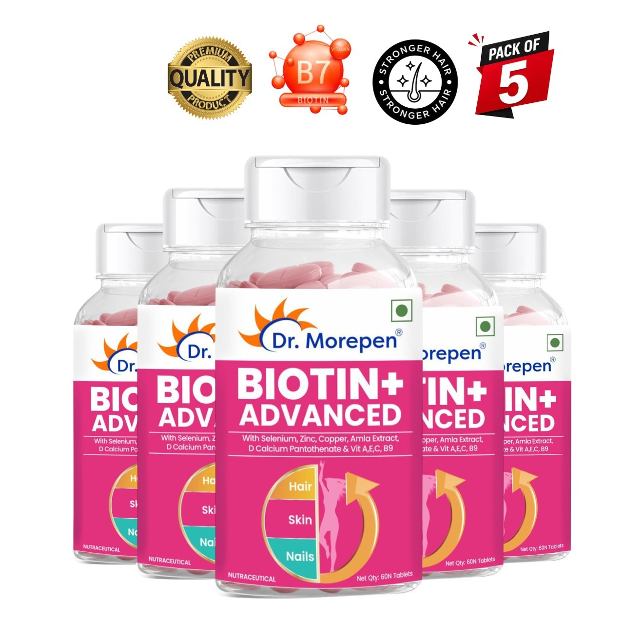 5x DR. MORE.PEN Biotin+ Hair Skin Nails 60 Tablets