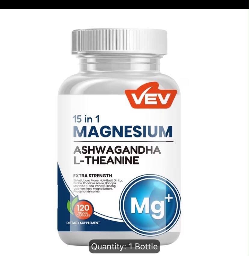 1pk VEV 15-in 1 Magnesium Glycinate Citrate Complex Capsules 60 Counts