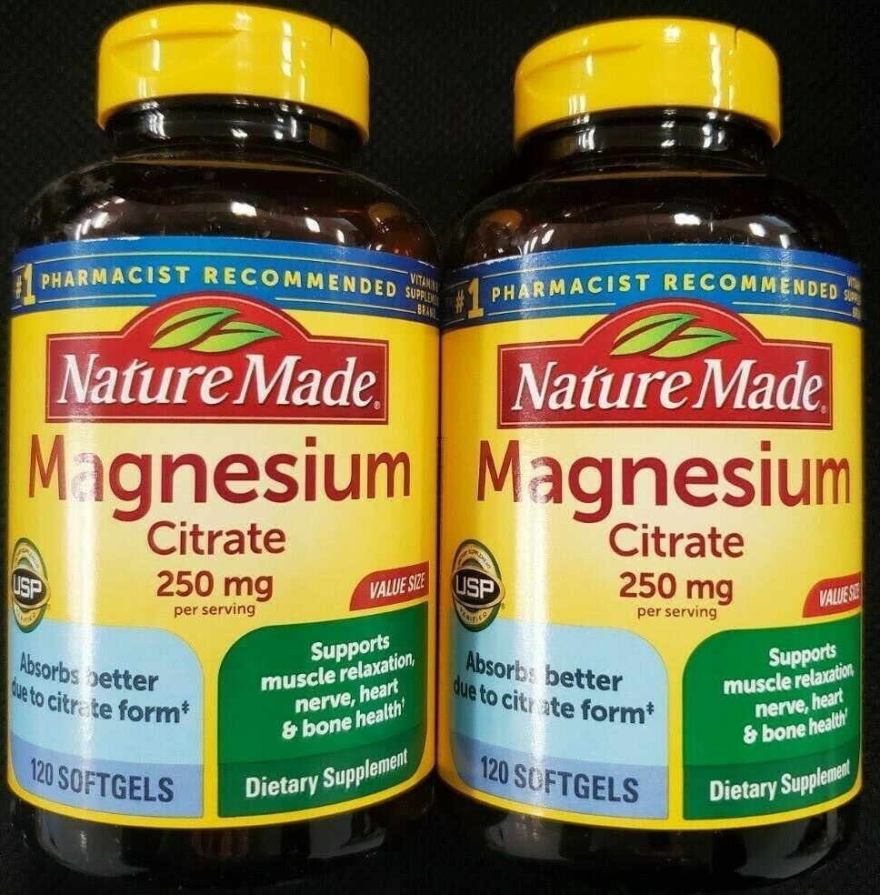 Nature Made Magnesium Citrate 120 ct Softgels -2 Pack -Exp Date 05-2026