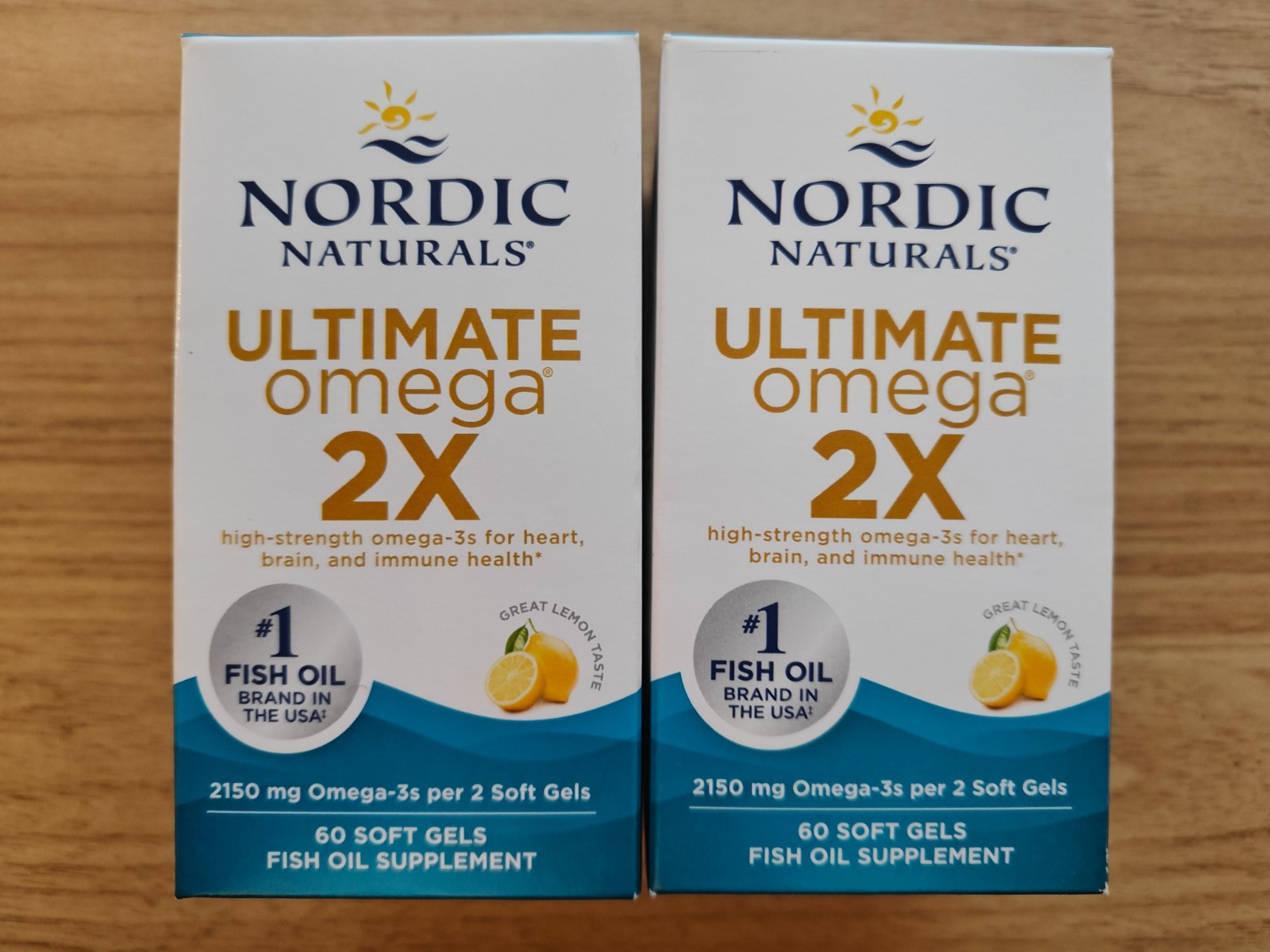 LOT 2 Nordic Naturals Ultimate Omega 2X Soft gel Lemon 2150 mg 60Ct each NEW