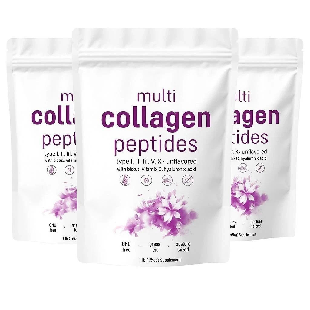 3 PACK Multi Collagen Peptides Powder 1 lb Hydrolyzed Protein Peptide+