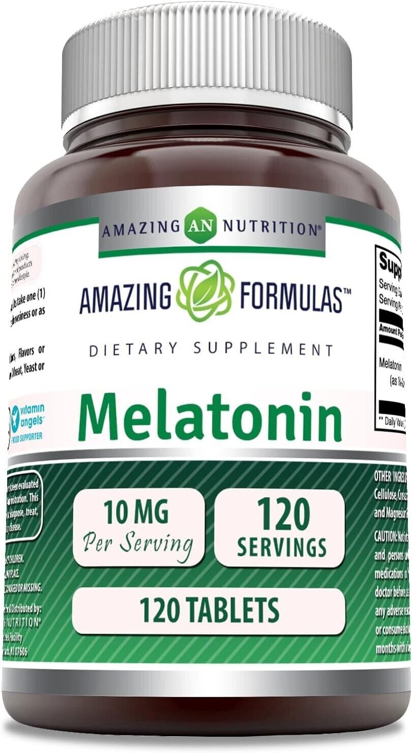 Amazing Formulas Melatonin 10mg 120 Tablets Supplement Non GMO MED134