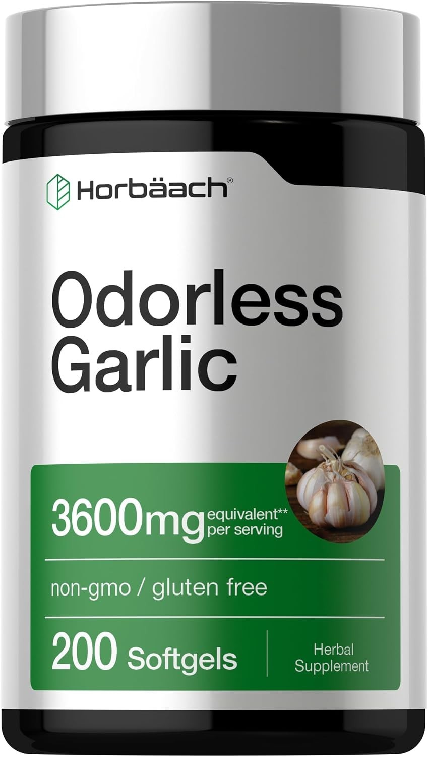 200 Odorless Garlic Softgels – Non-GMO Nutritional Supplement for Adults