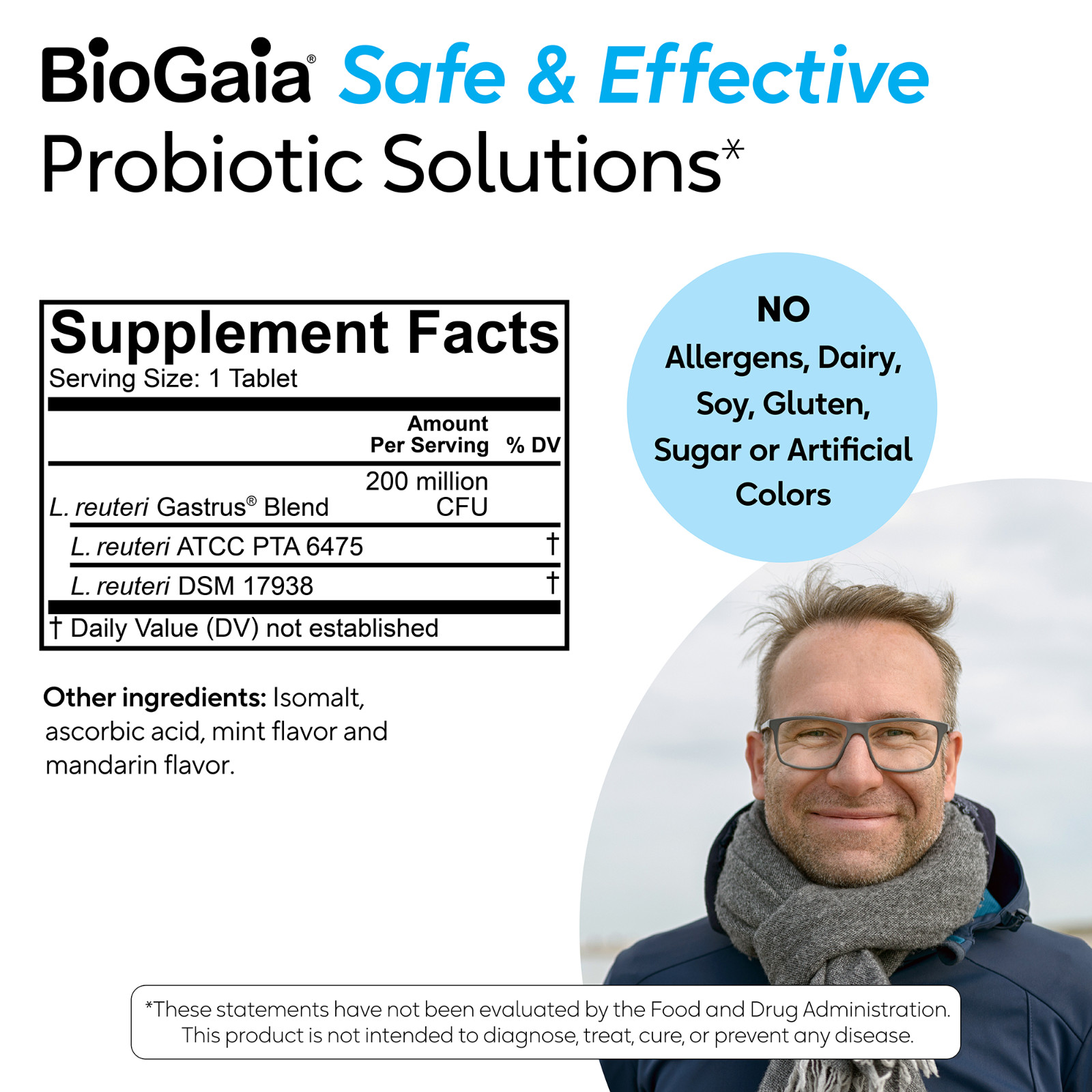BioGaia Gastrus Chewable Tablets,30 count,1 Pack, for GI Tract