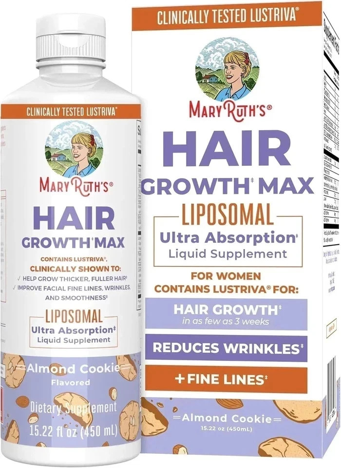 1 Bottle Mary New Ruth’s Women’s Hair Growth MAX Lipsomal With Lustriva-*
