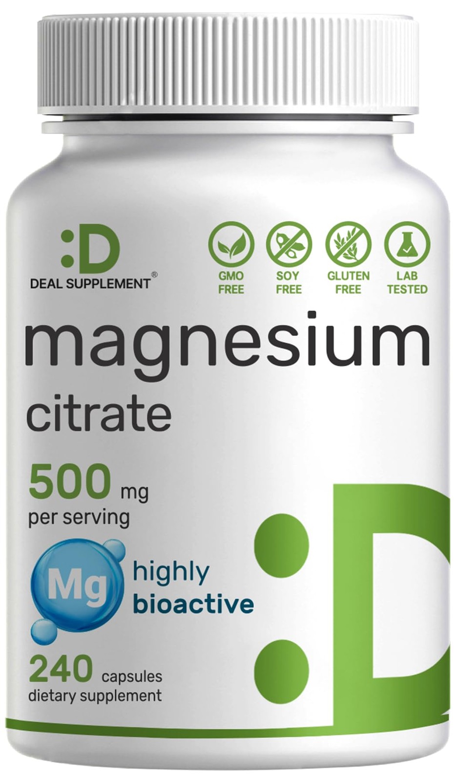 DEAL SUPPLEMENT Magnesium Citrate 500mg, 240 Capsules | 240 Count (Pack of 1)