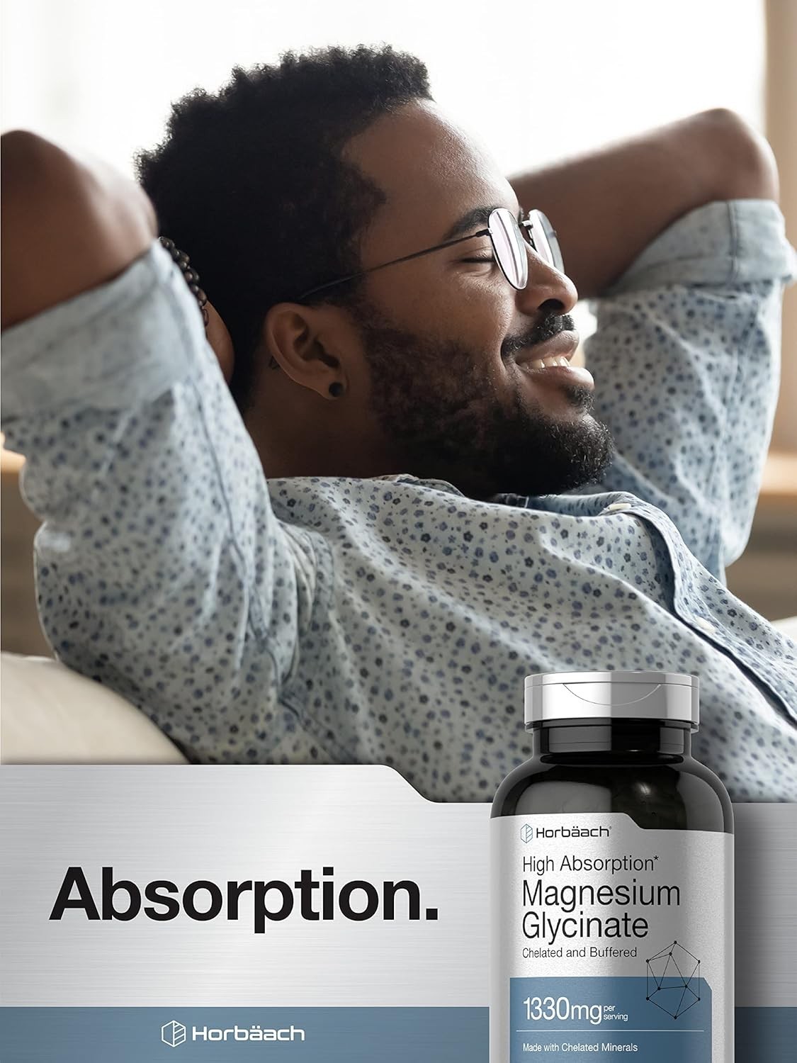 Magnesium Glycinate | 1330mg | 250 Capsules | Buffered & Chelated | by Horbaach