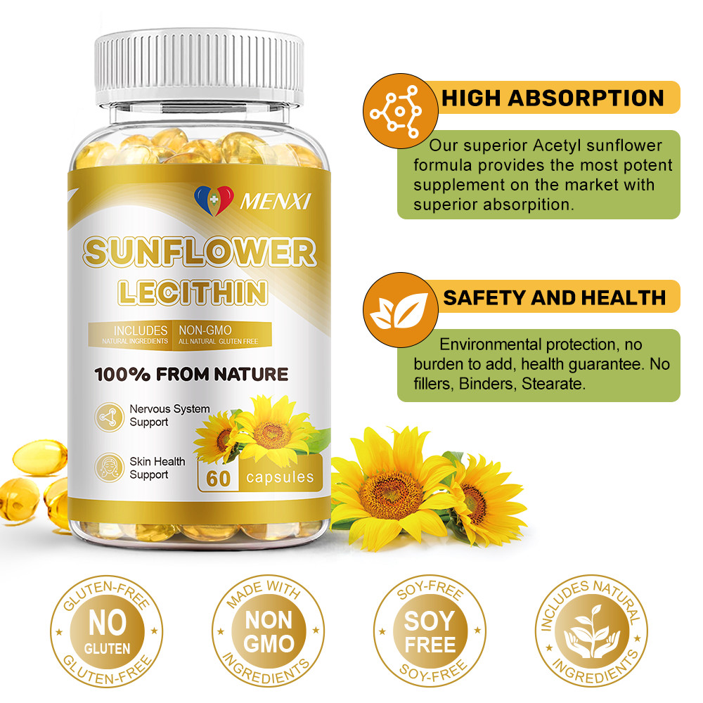 Sunflower Lecithin Supplement 1200mg – Brain Health & Cholesterol Support