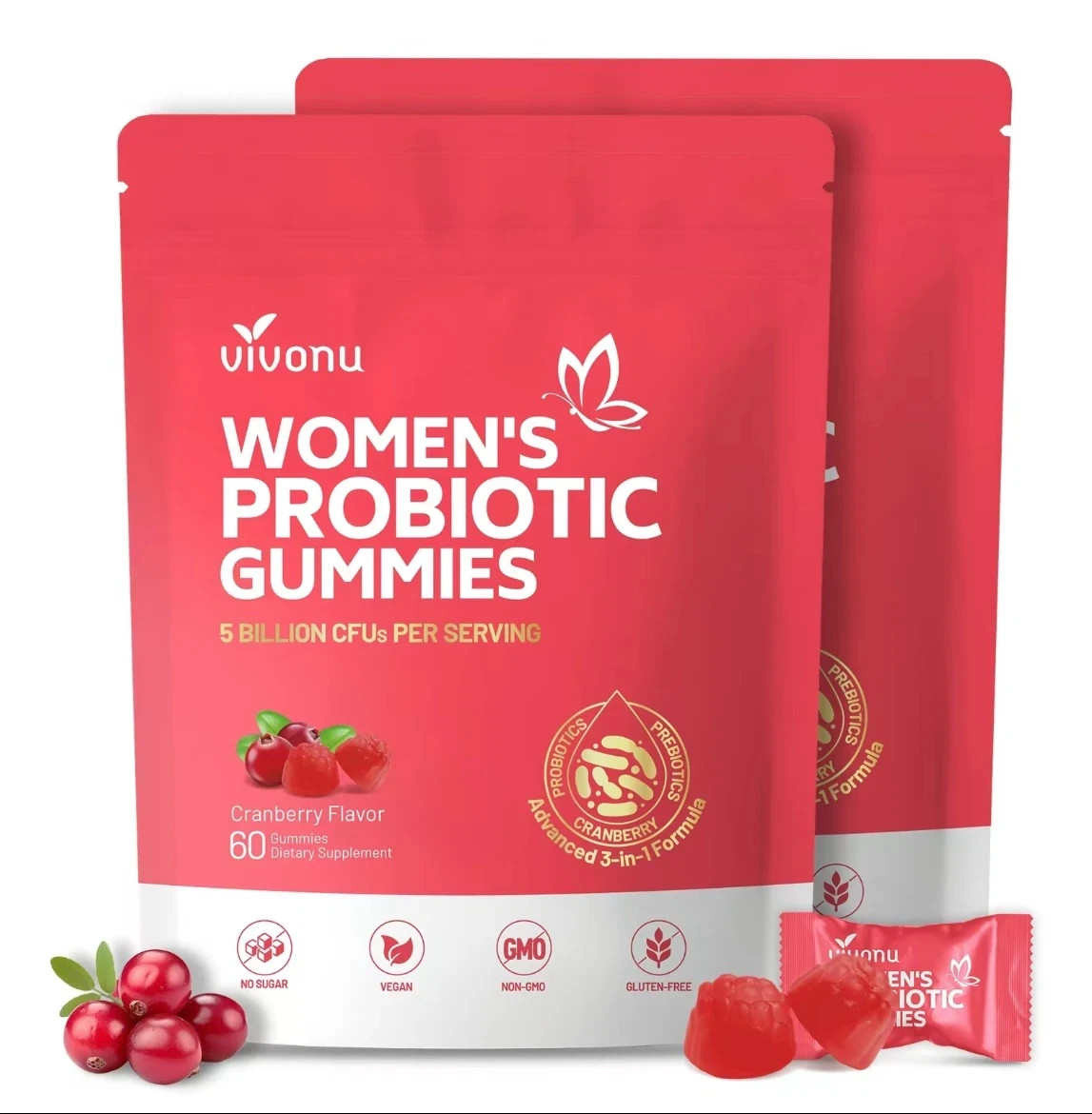 Cranberry Probiotic Gummies for Women | Support Urinary Tract & Digestive Health