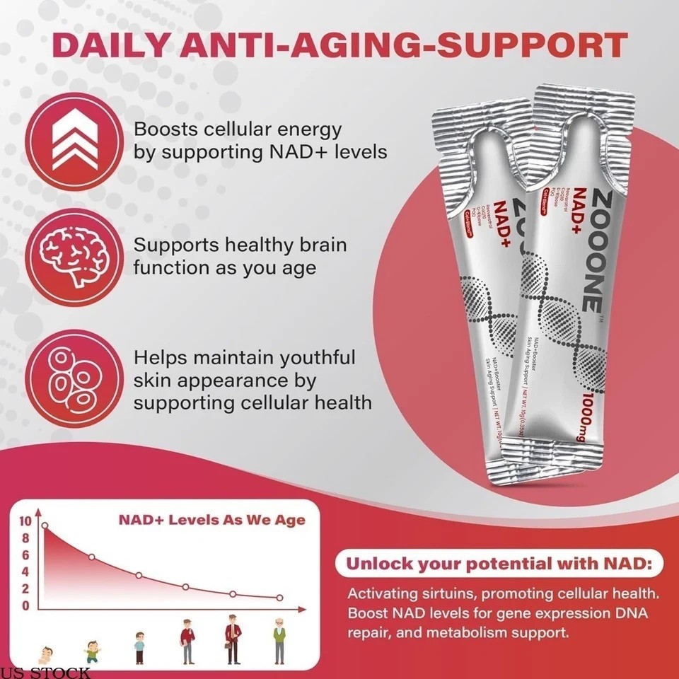 3/2x ZOOONE NAD+1000mg Liquid Packets Supplement – Premium Nicotinamide Riboside