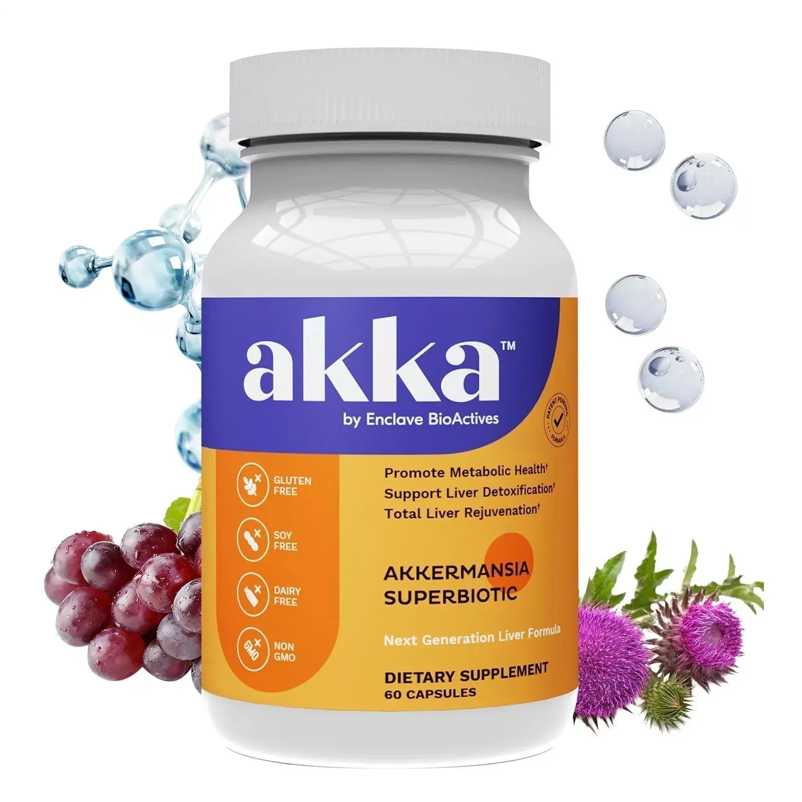 3PCS AKKA-Premium Liver Cleanse Detox&Repair Superbiotic,Gut Health,Milk Thistle