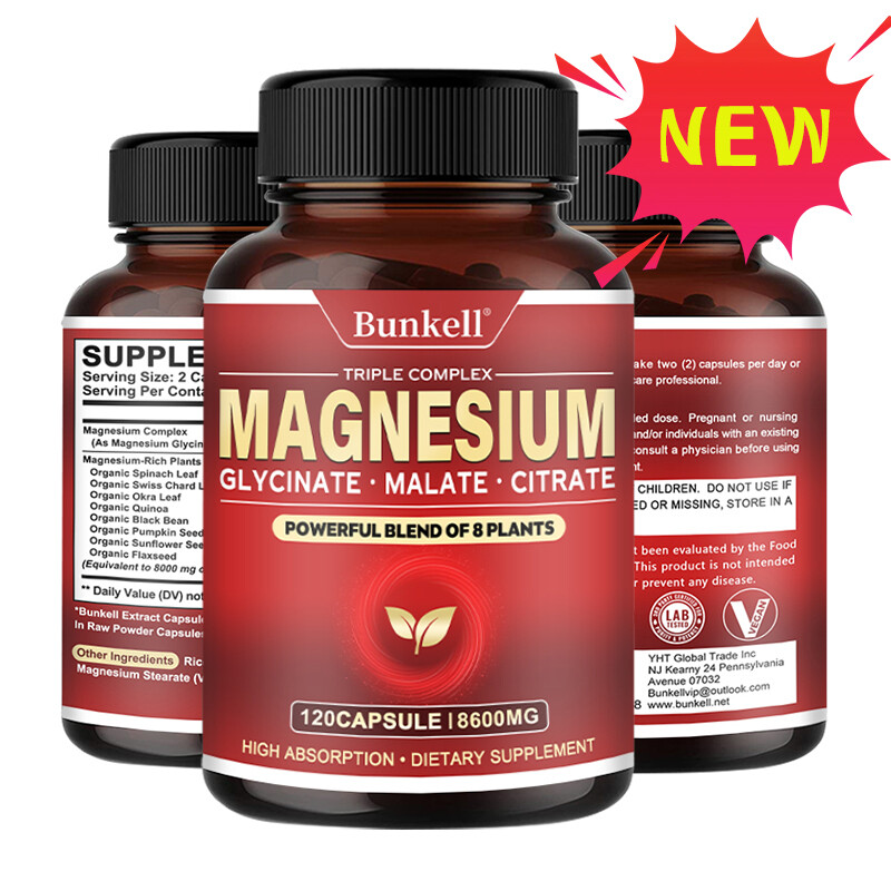 Magnesium Complex 600mg,30/60/120Capsules-Gluten Free and Non-GMO Strong Muscles